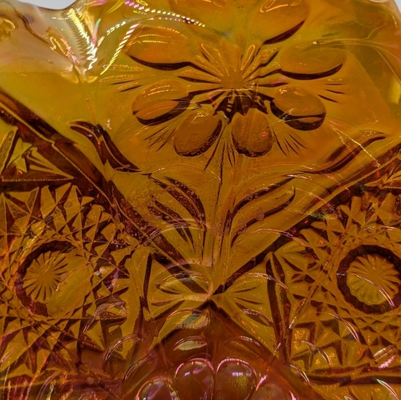 Vintage Carnival Glass Marigold Iridescent Footed Compote Fruit Bowl Dish - Picture 4 of 9